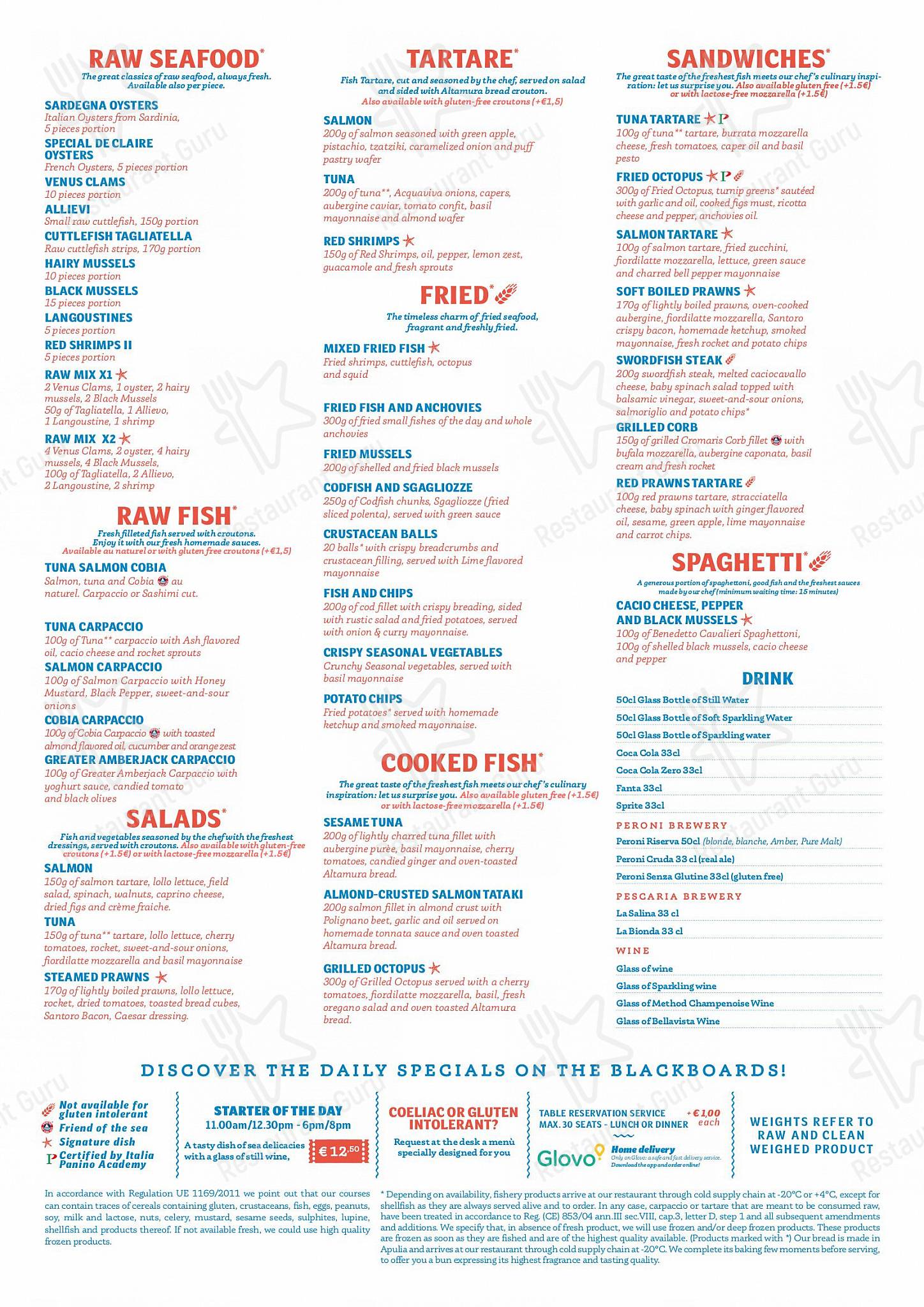 Menu di Pescaria - Takeaway Menu
