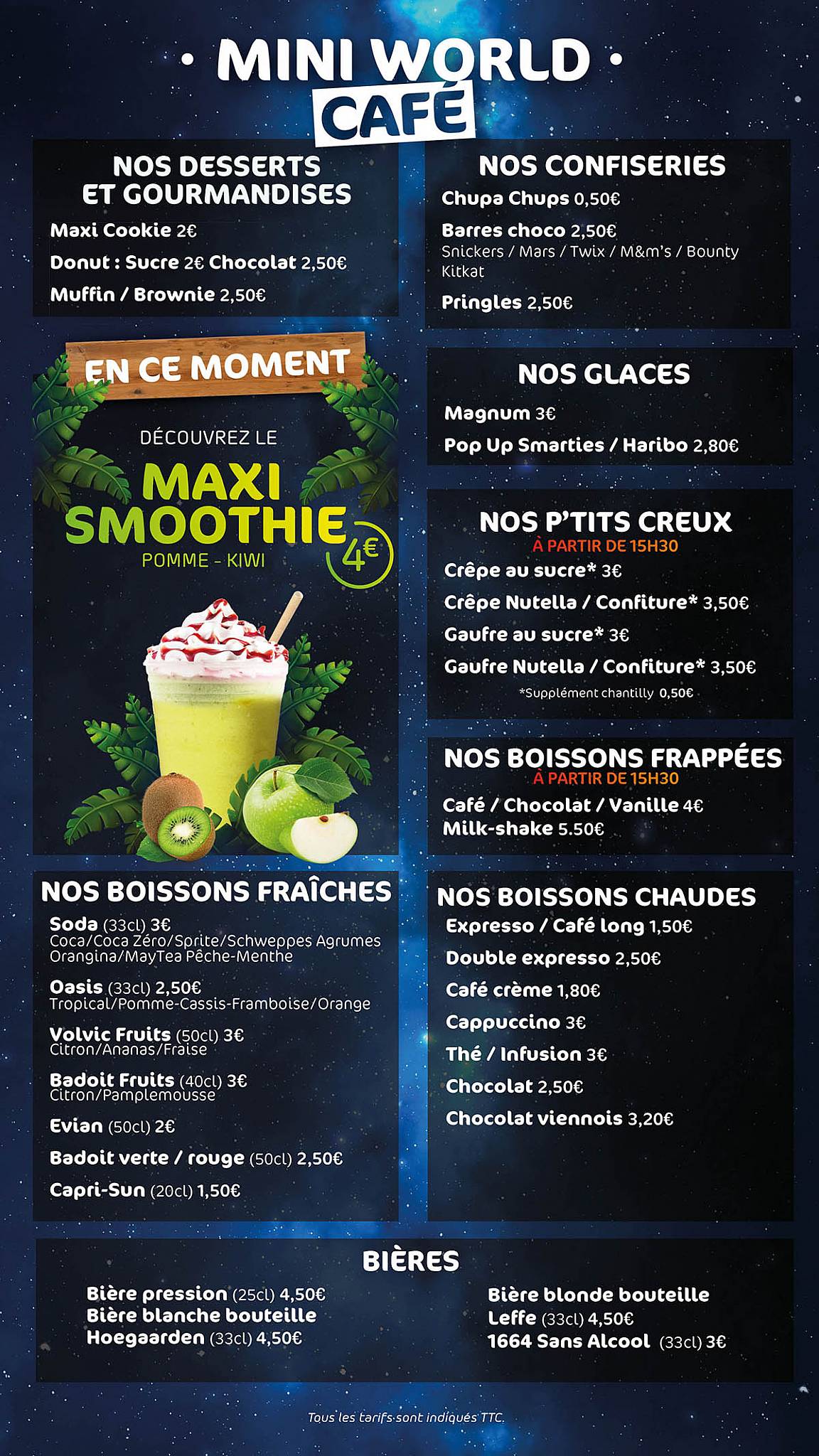 Menu au Mini World Café, Vaulx-en-Velin