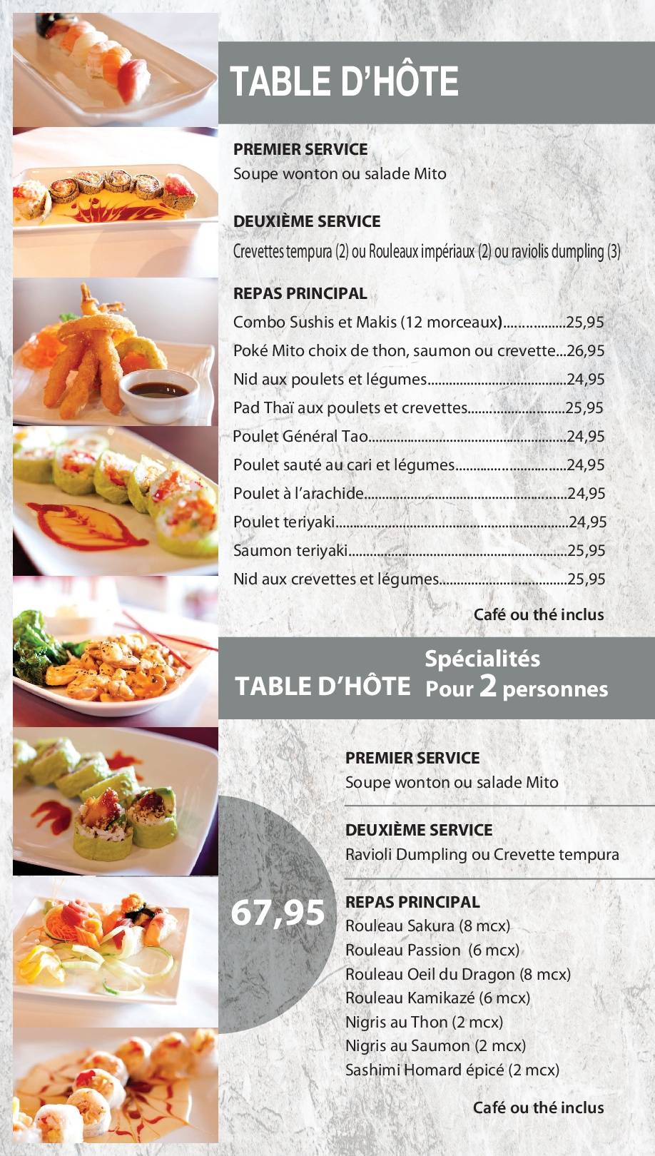 Menu de Mito Plus