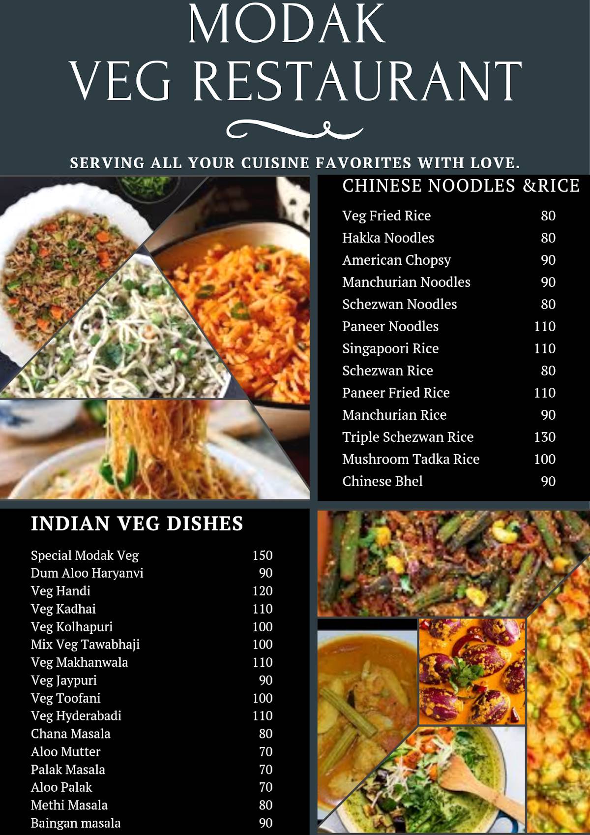 Modak Veg Restaurant menu