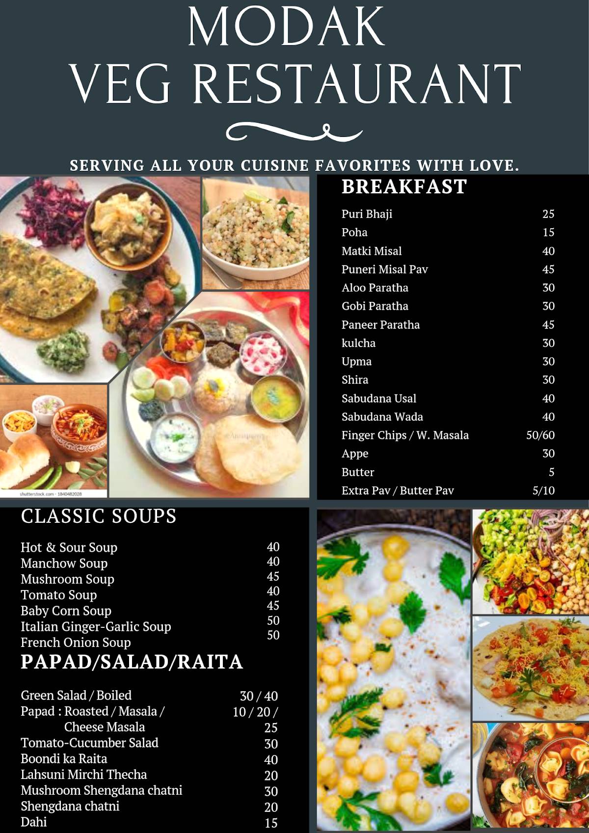 Modak Veg Restaurant menu