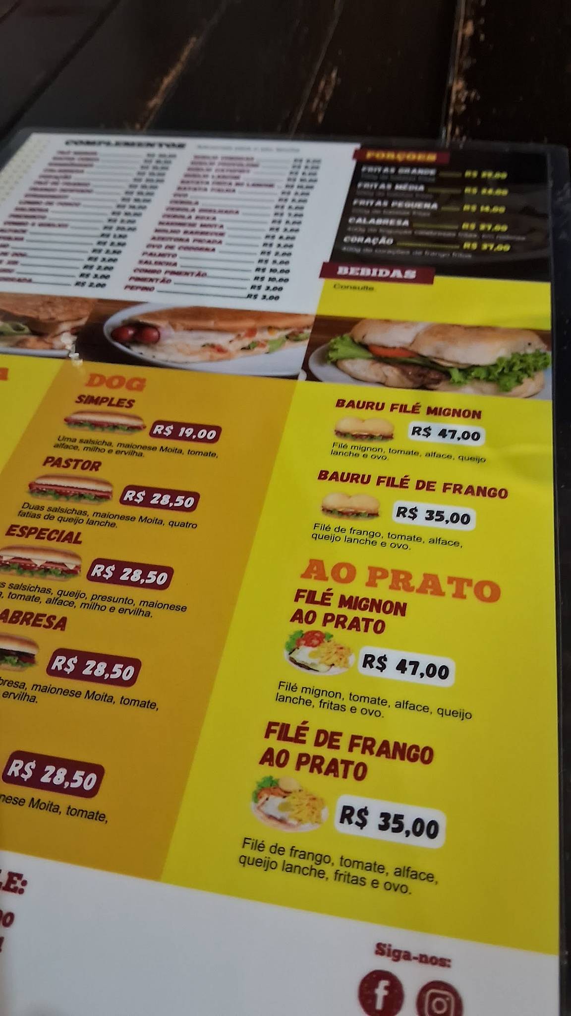 Moita Lanches cardápio