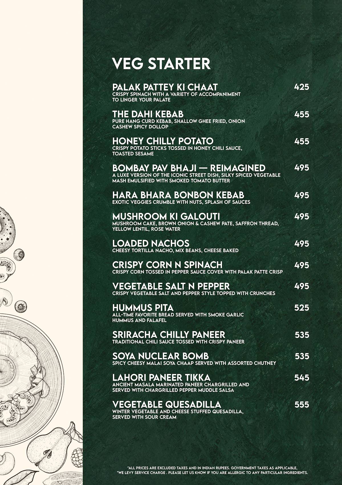 Molecule Agra menu