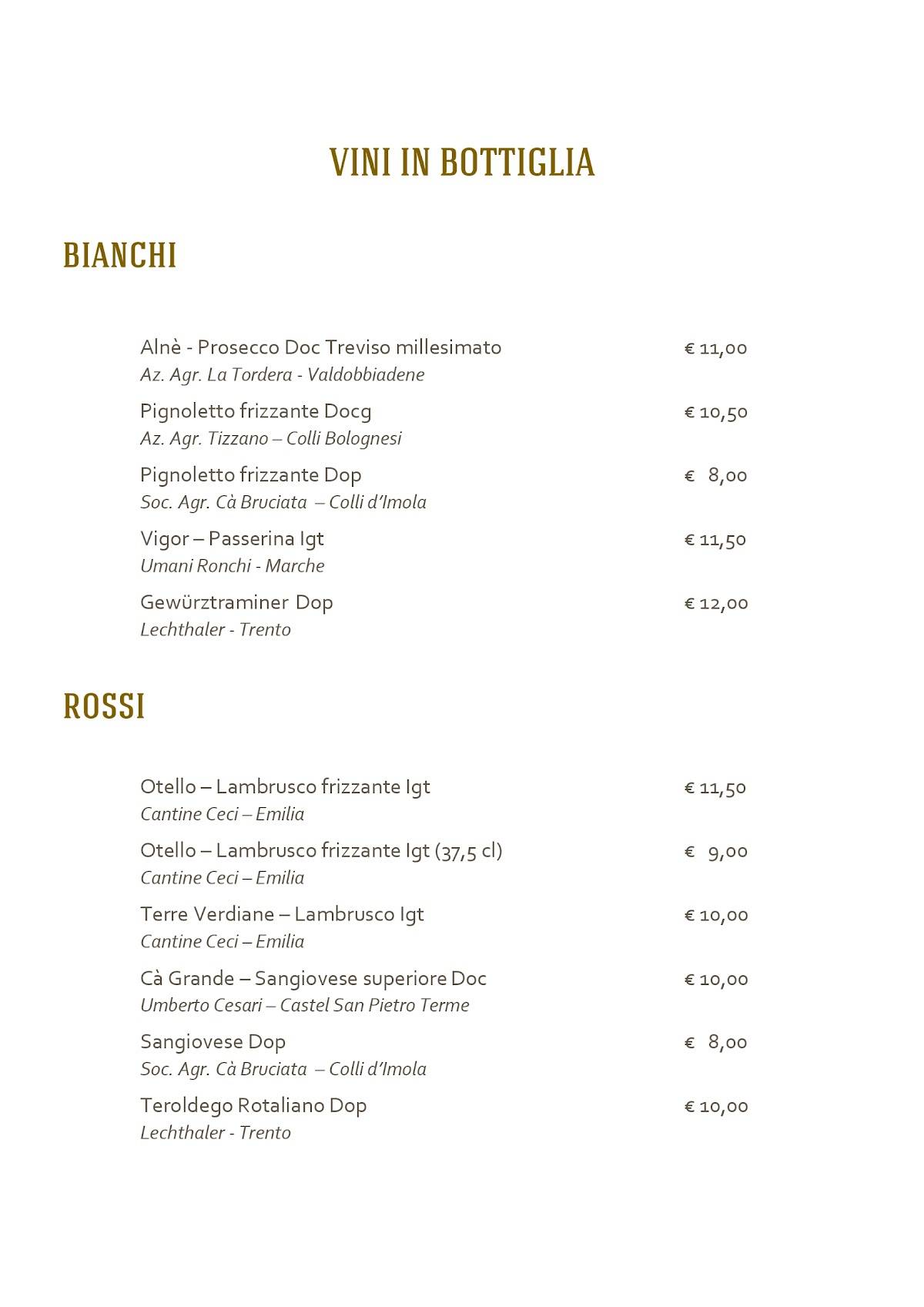 Menu di La Gusteria 