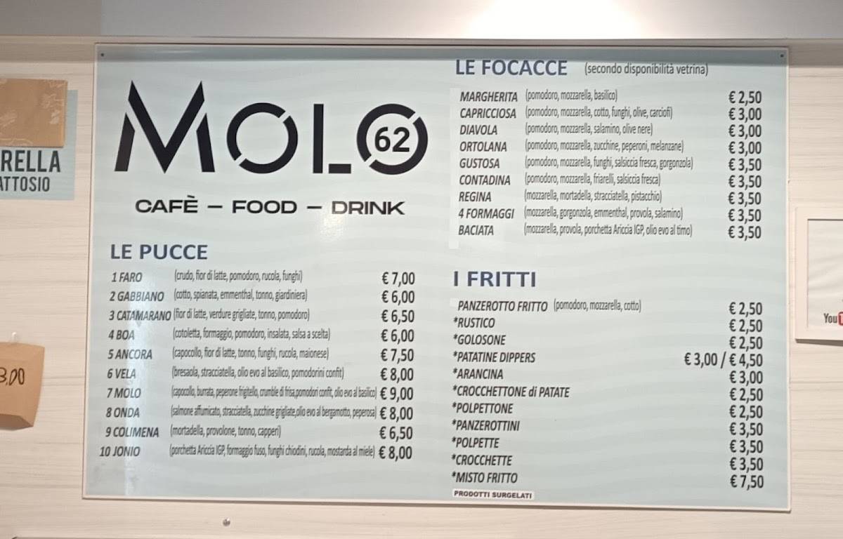 Menu di Molo 62 - Torre Colimena 