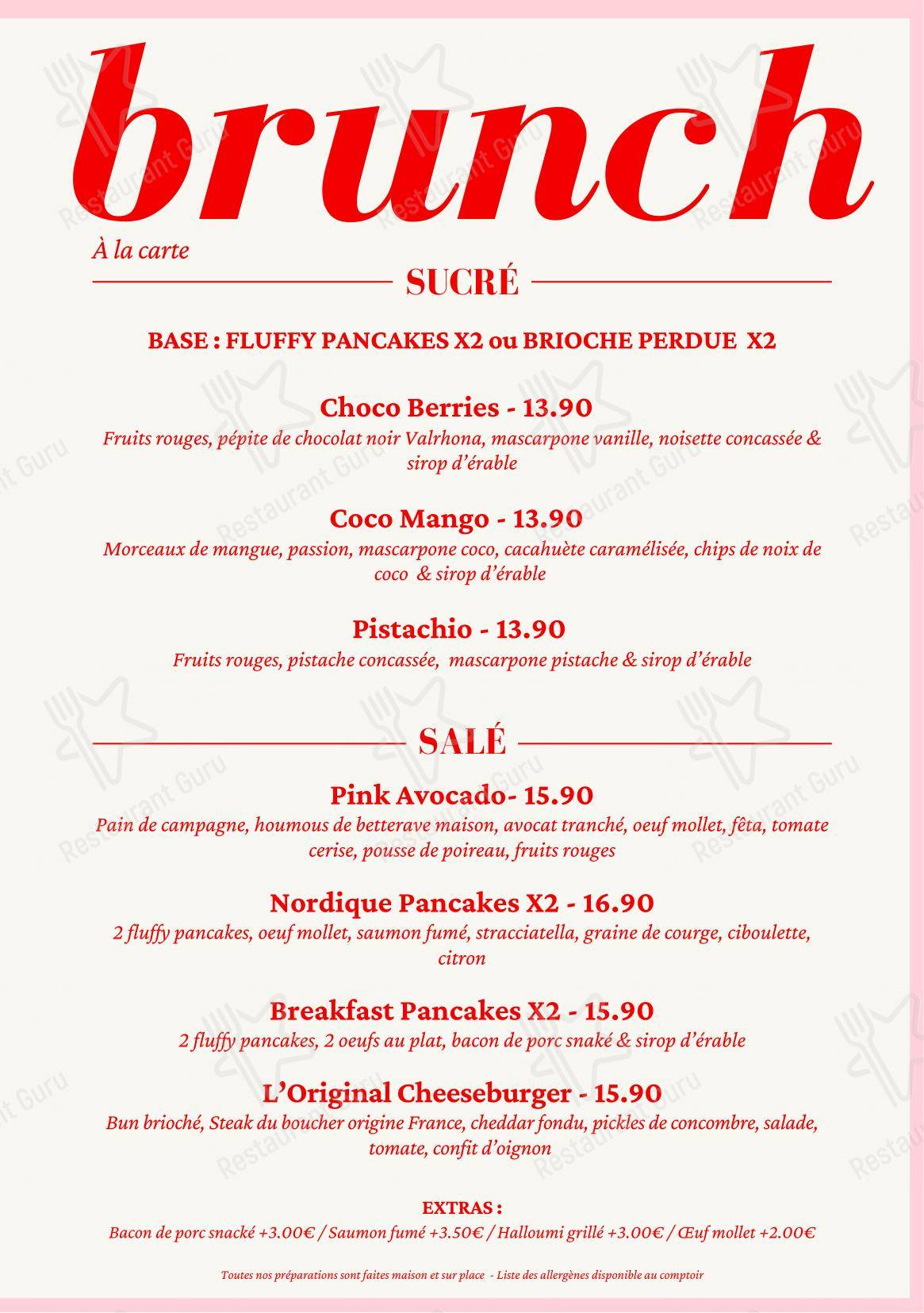 Menu pour Mon Amour dans Rouen