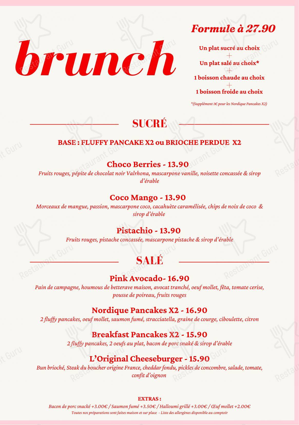 Menu bar pour Mon Amour restaurant