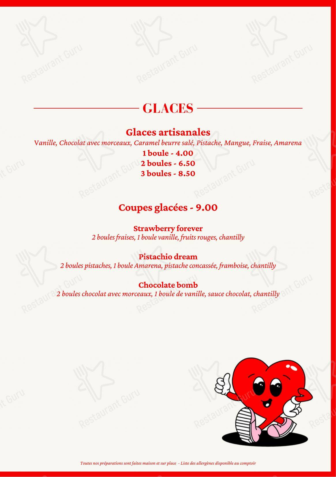 Menu pour Mon Amour dans Rouen