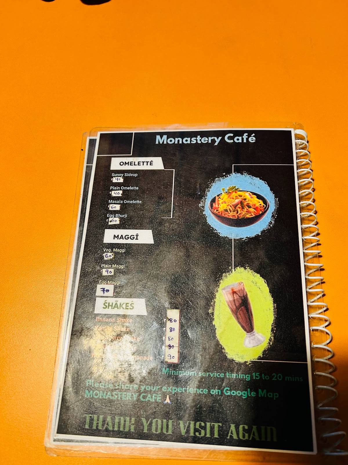Monastery Cafe menu
