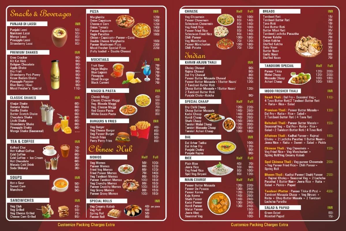 Mood Fresher menu