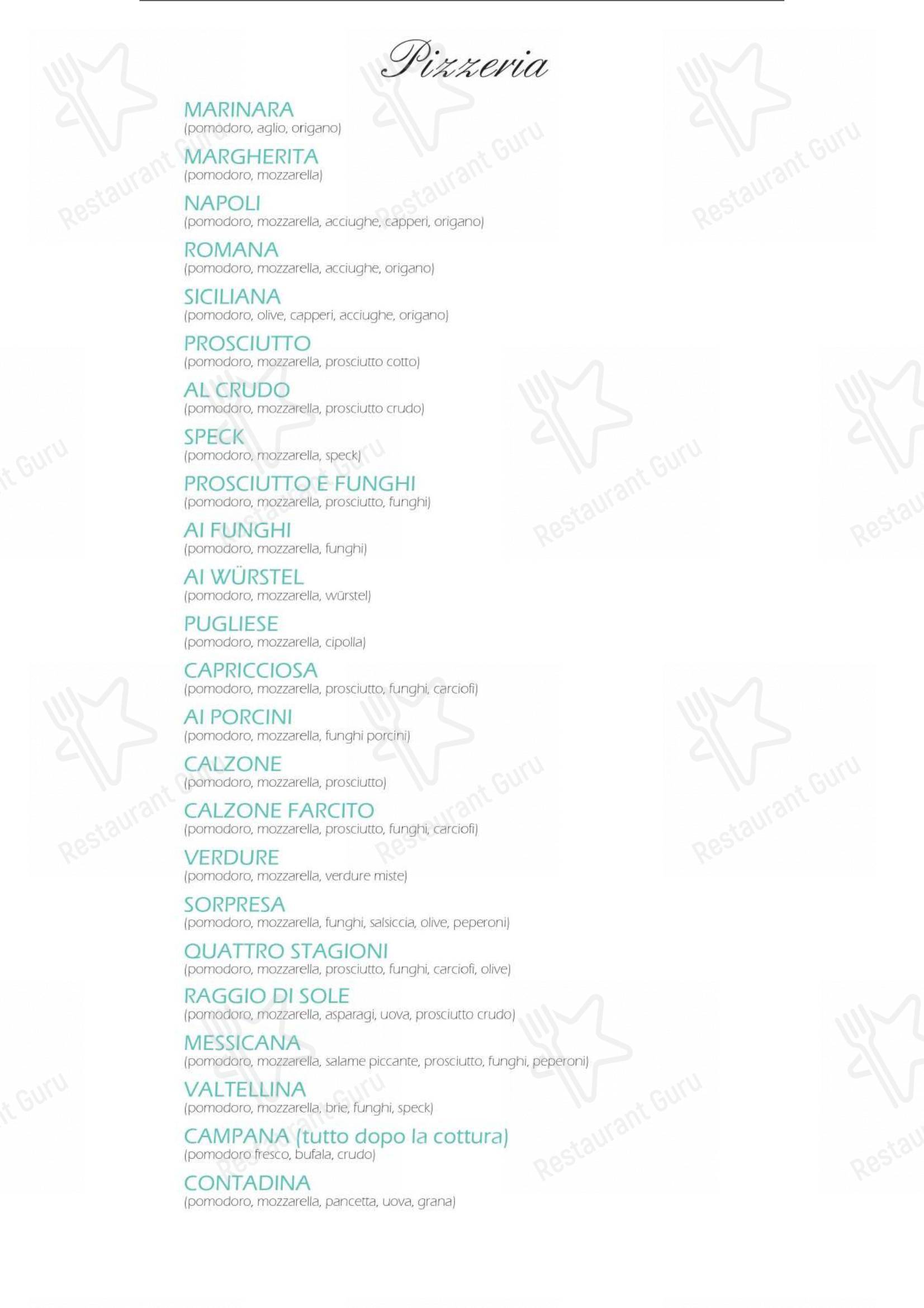 Menu bar per Mozart Pizzeria con Cucina in Rezzato