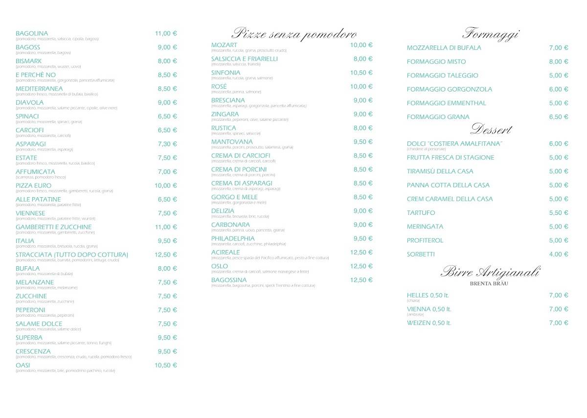 Menu di Mozart Pizzeria con Cucina 