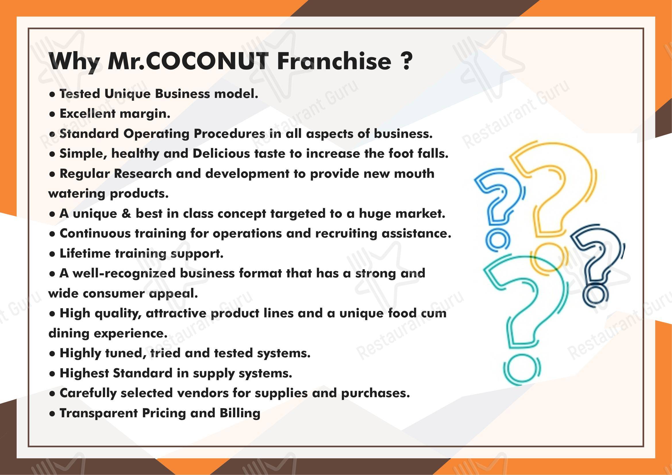 Menu bar for the Mr.Coconut Cafe Barbeque And Resturant restaurant