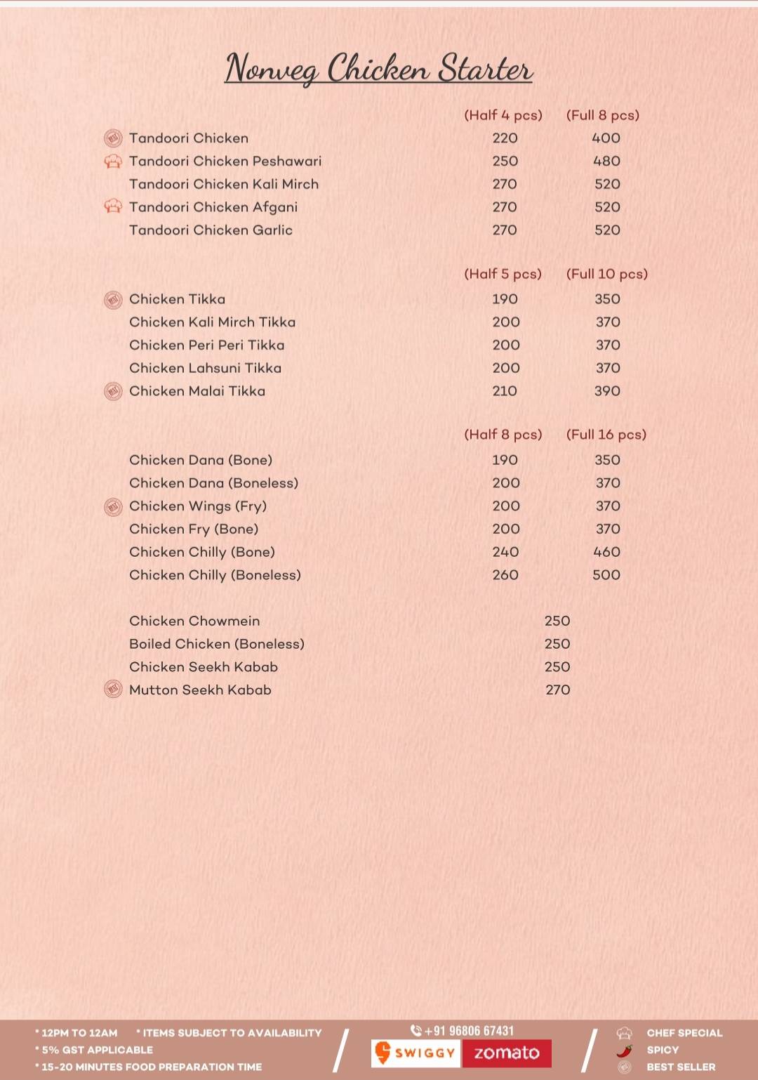 Mr. Tandoor Restaurant menu