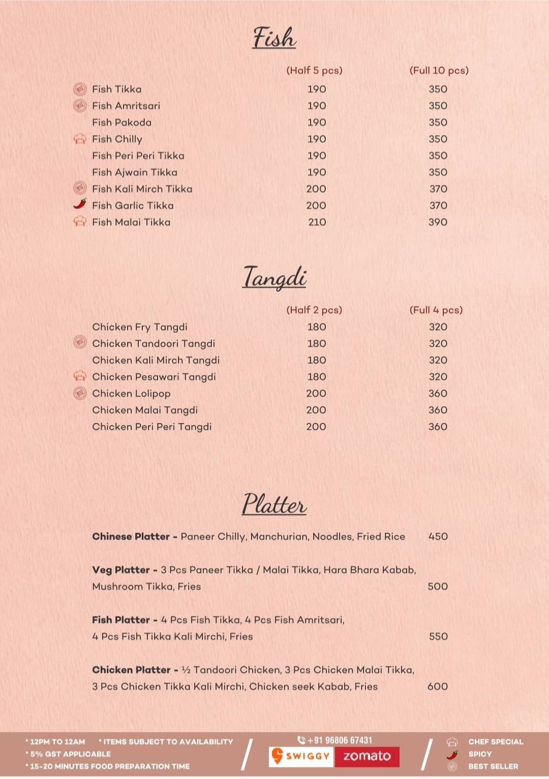 Mr. Tandoor Restaurant menu
