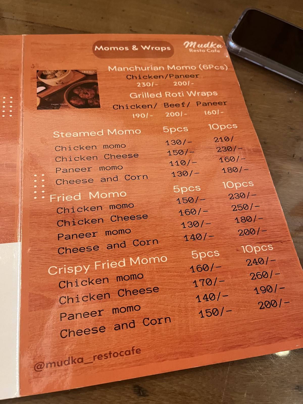 Mudka Resto Cafe menu