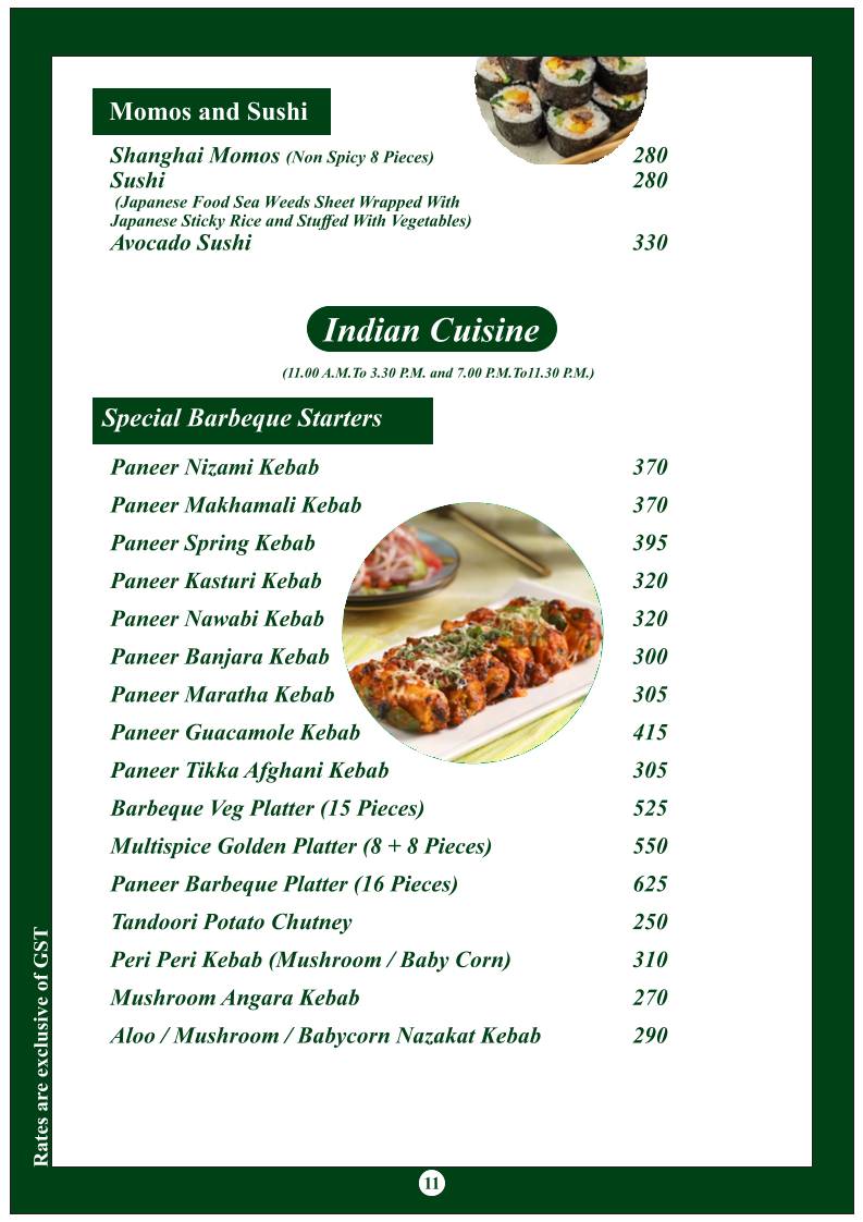 Multi Spice menu