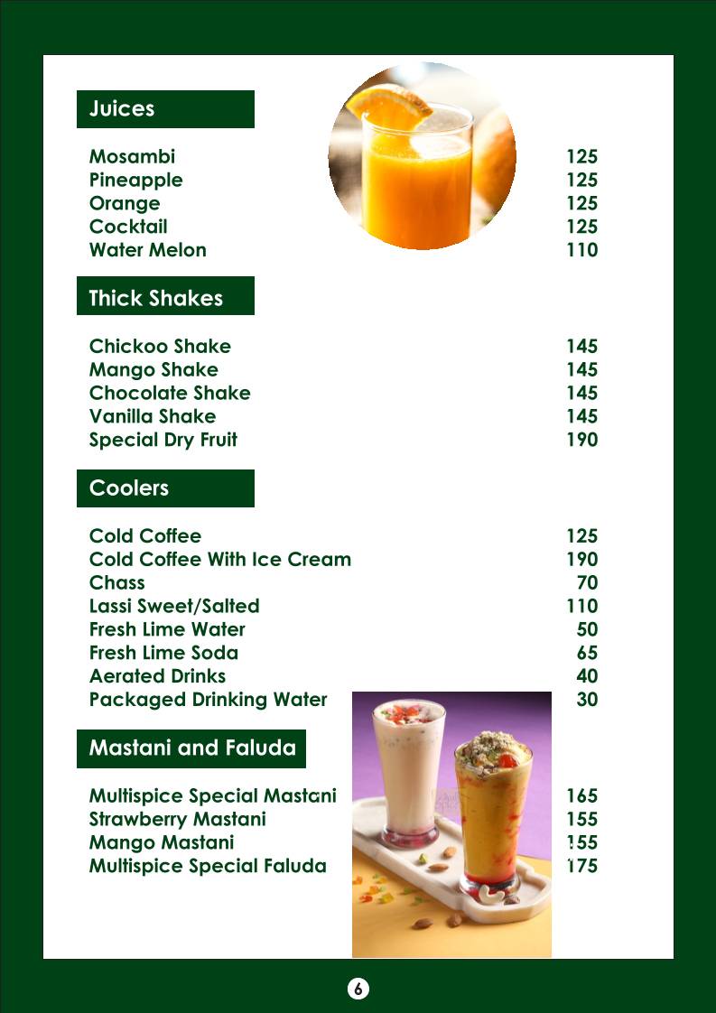 Multi Spice menu