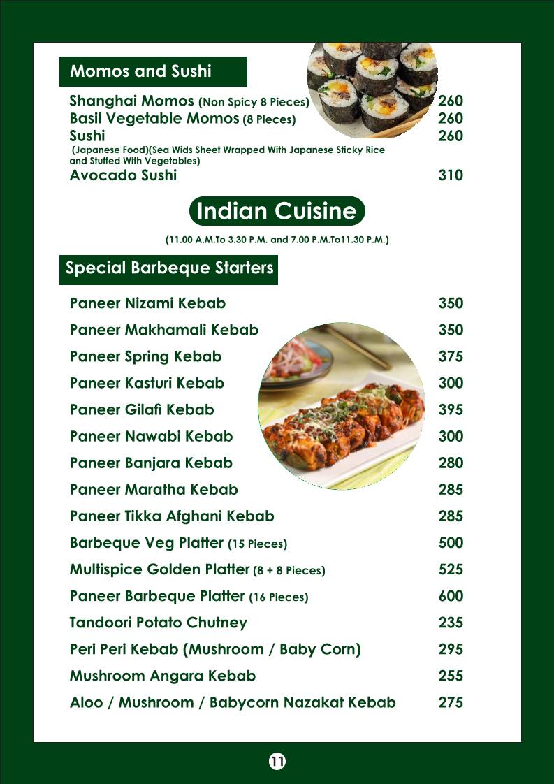 Multi Spice menu