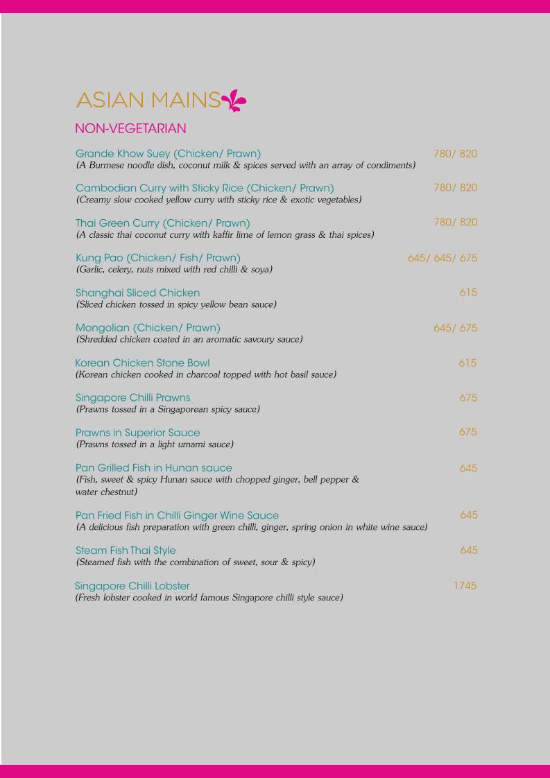 Flamboyanté menu