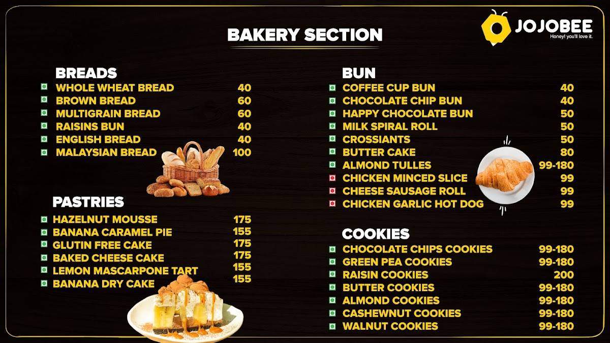 JOJOBEE JUHU menu