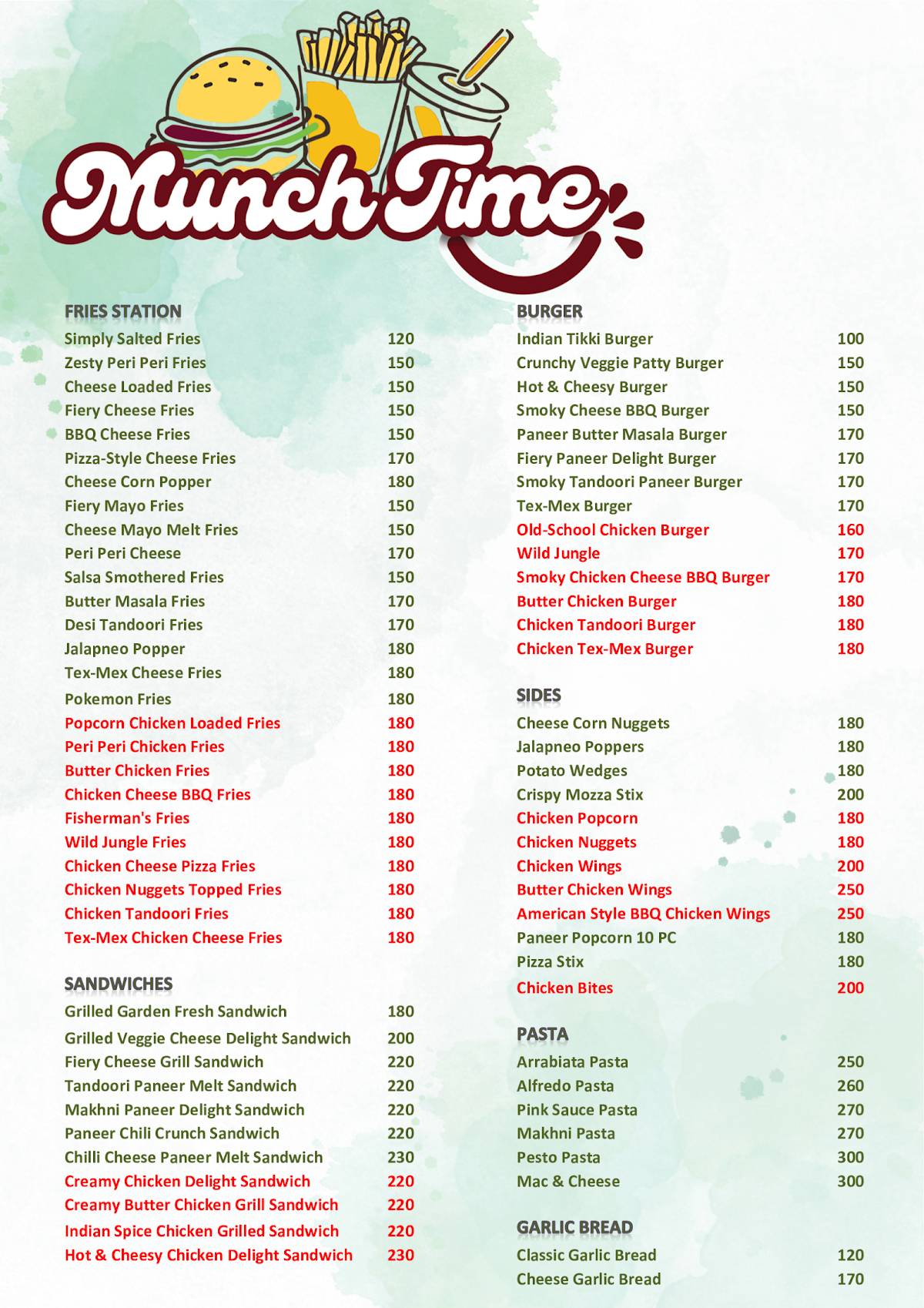 Munch Time menu