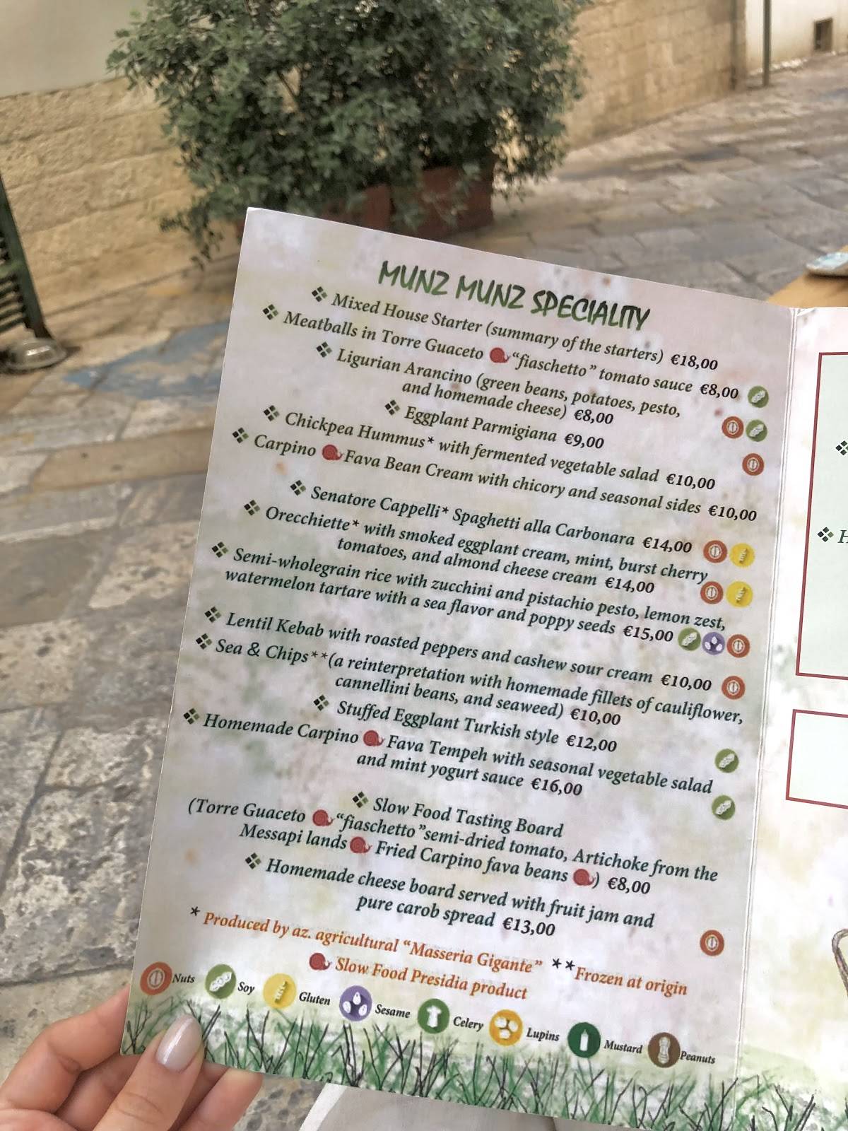 Menu di Munz Munz biOstrot 