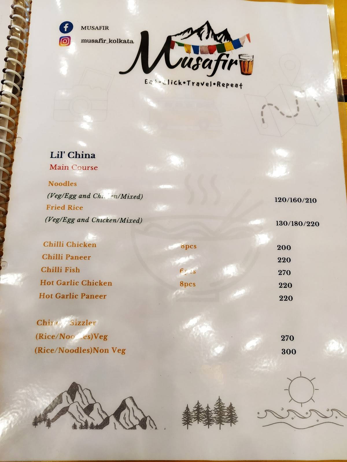 Musafir menu
