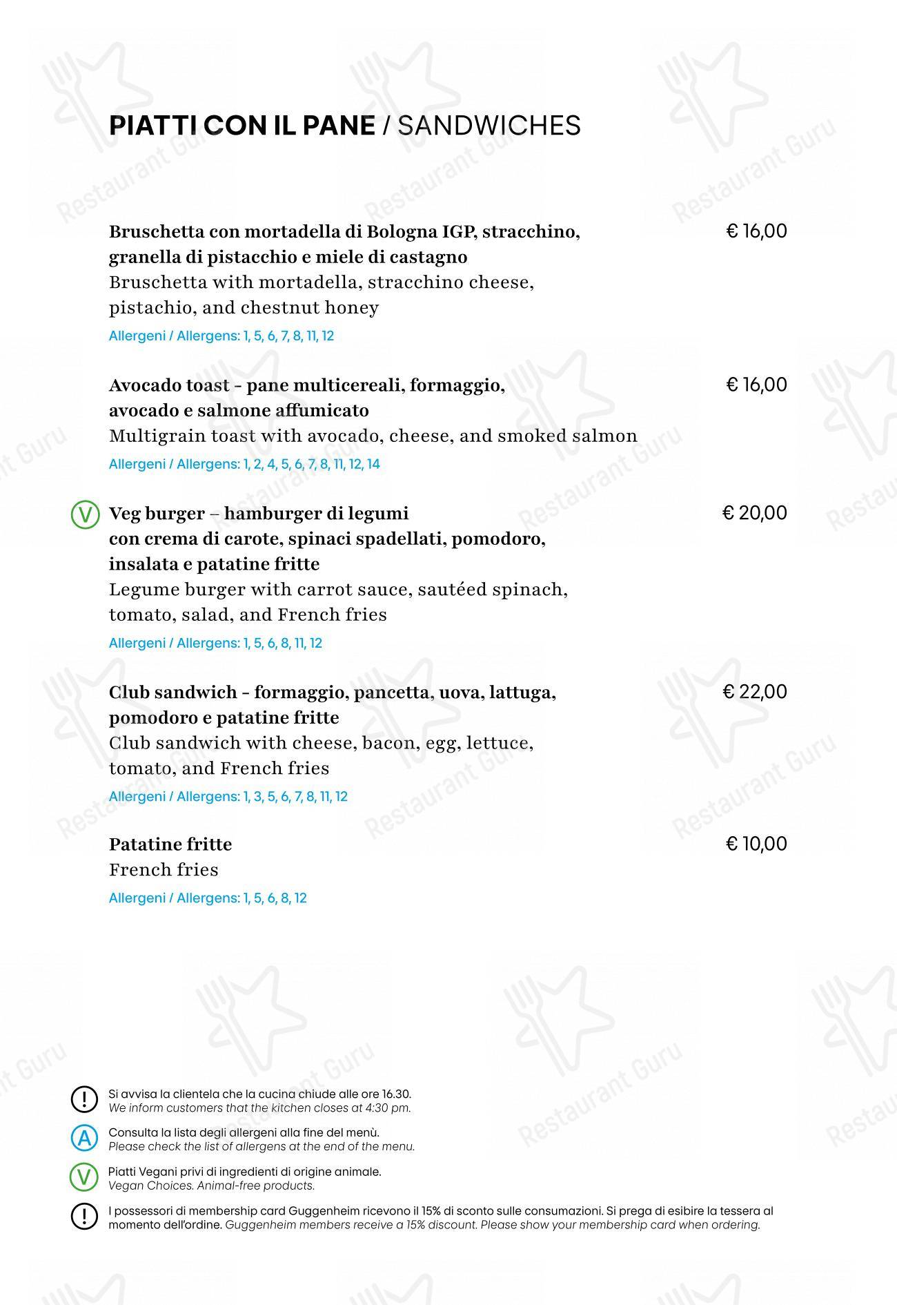 Menu per Museum Cafè in Venezia