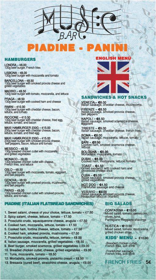 Menu di Music Bar 