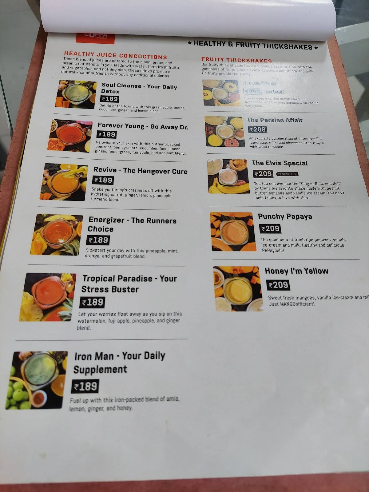 Cuppa Redefined - Mysore's Neighbourhood Cafe & Restaurant menu