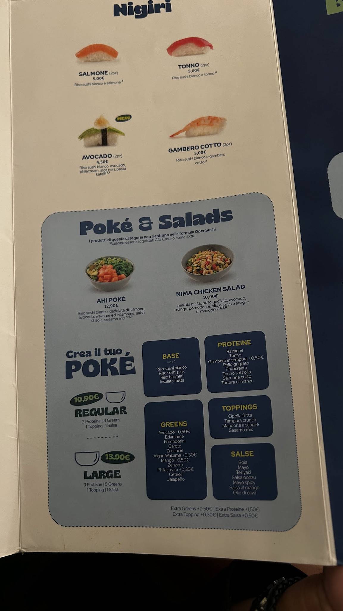 Menu di NIMA Sushi (Milano - Corso Sempione) 