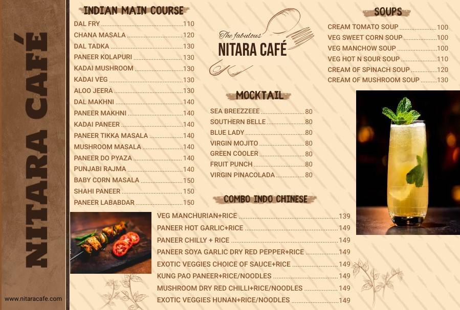 NITARA CAFÉ ನಿತಾರಾ ಕೆಫೆ menu