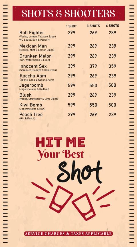 BellaVista Cafe & Skybar menu