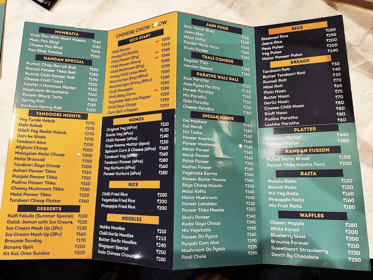 Nandan Sweets & Restaurant menu