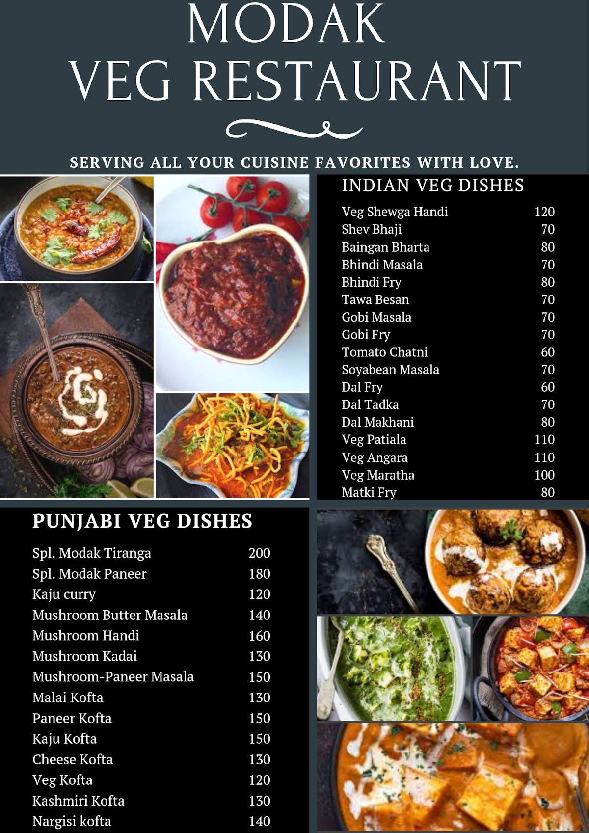 Modak Veg Restaurant menu