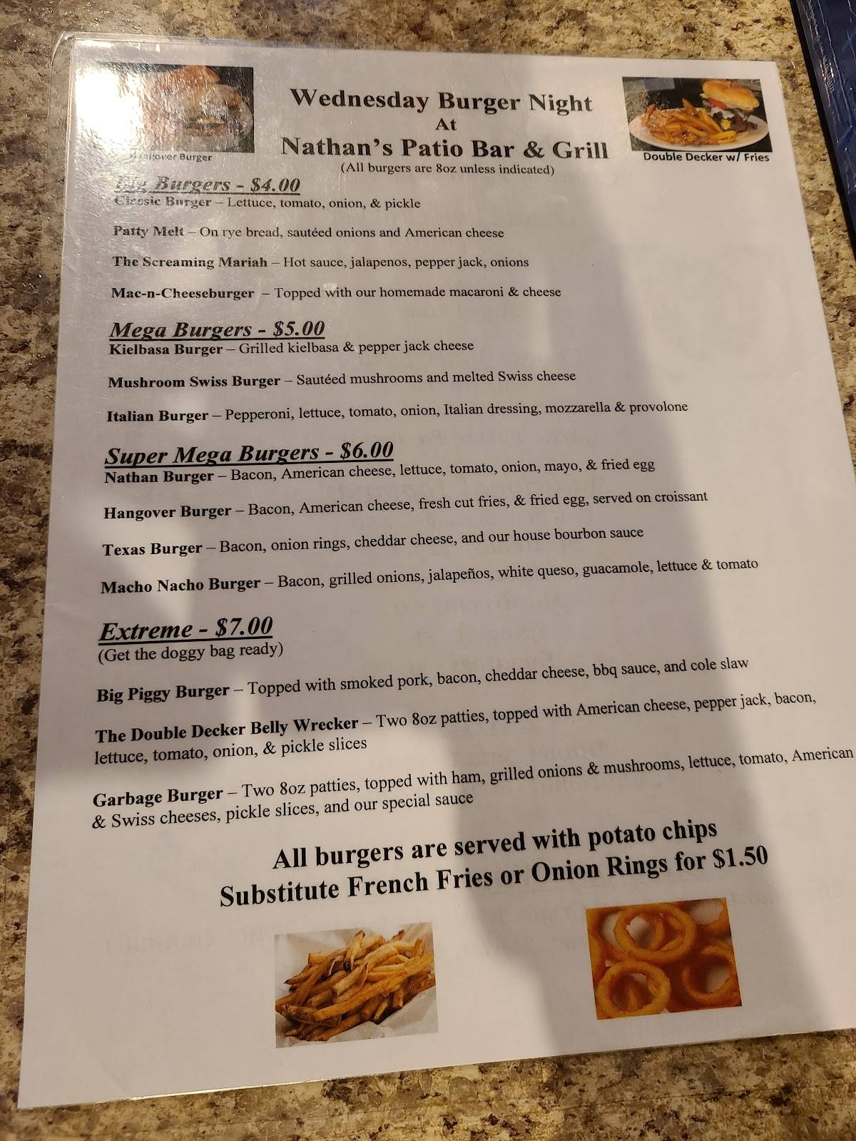 Menu at Nathan's Patio Bar & Grill, Canton