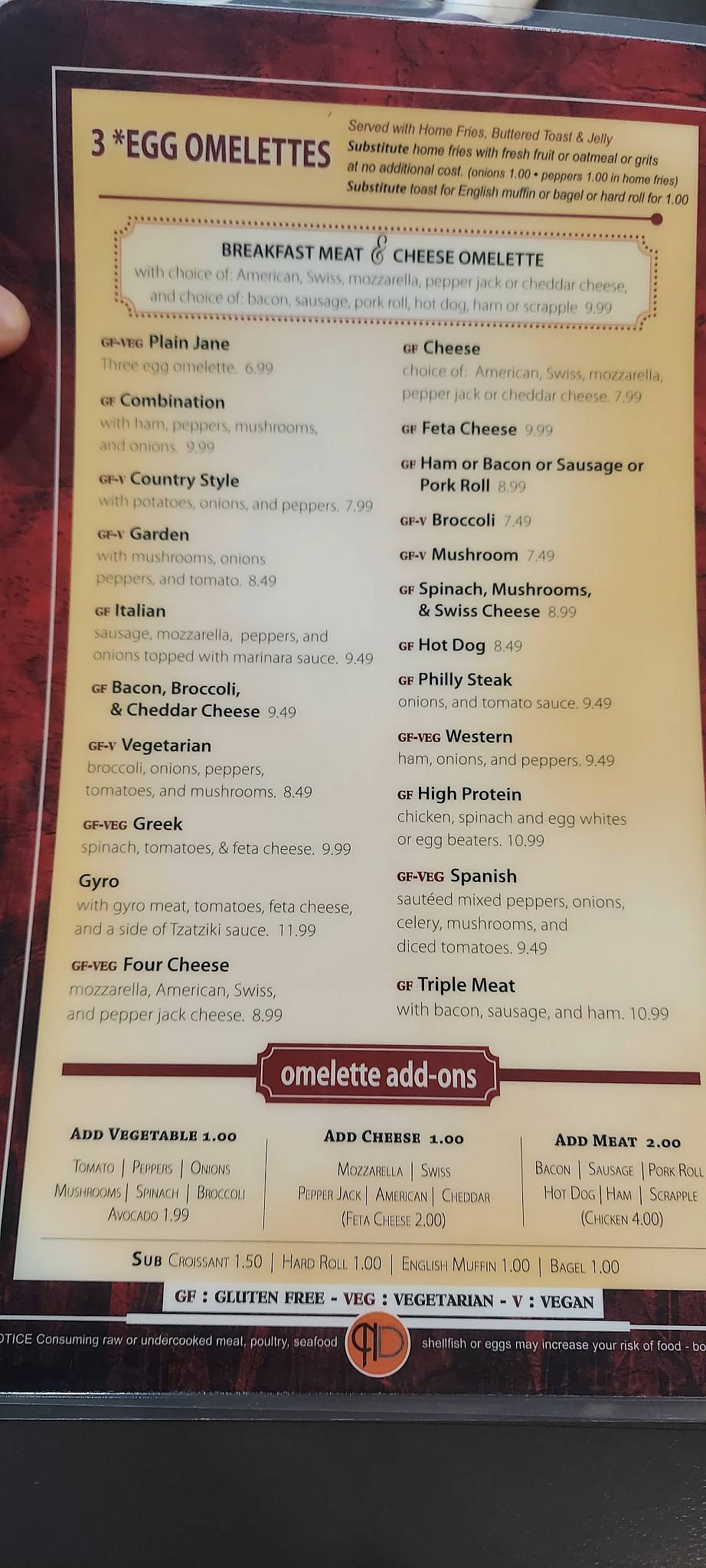 Menu at Nazareth Diner restaurant, Nazareth