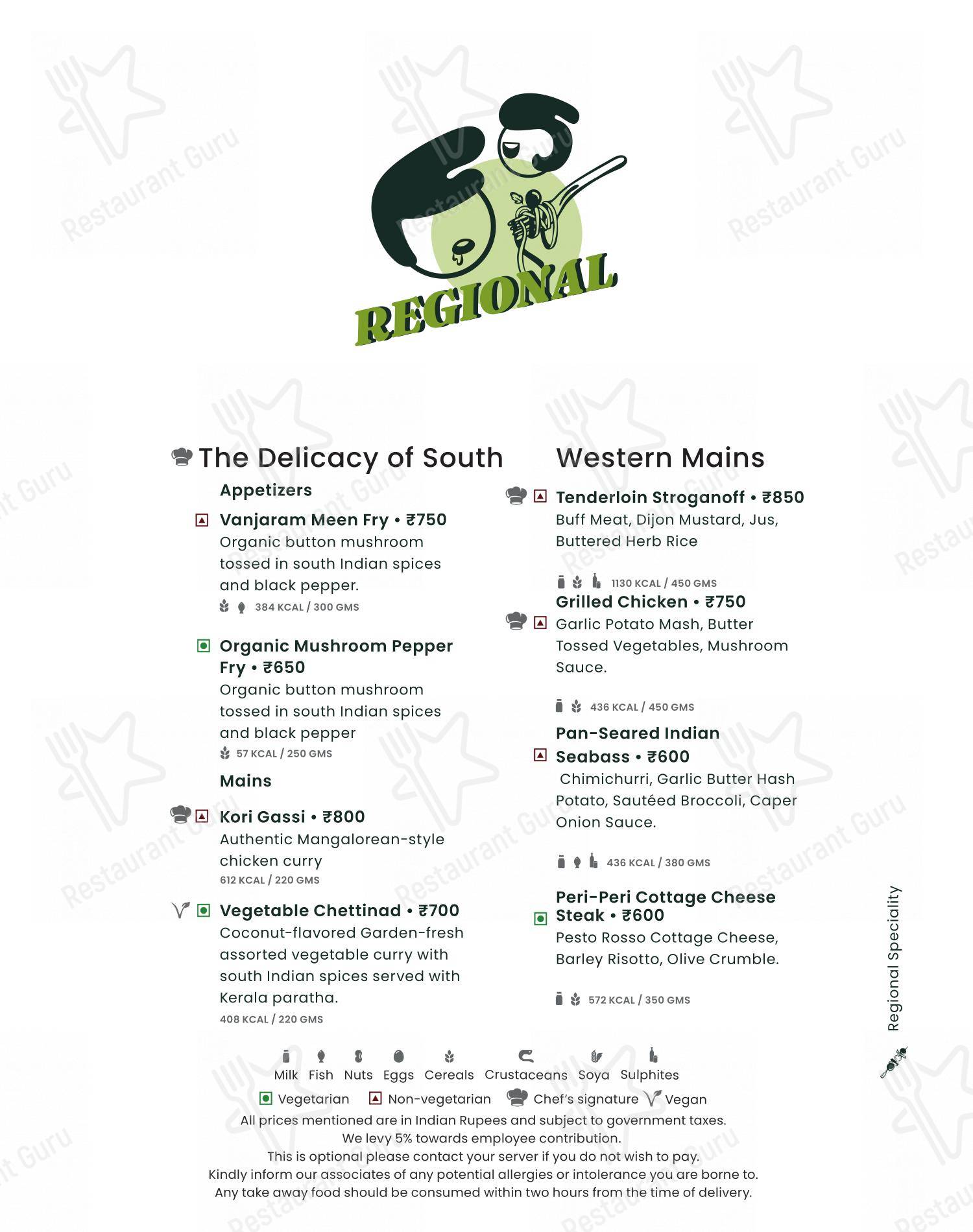 Основное меню for the Neer restaurant