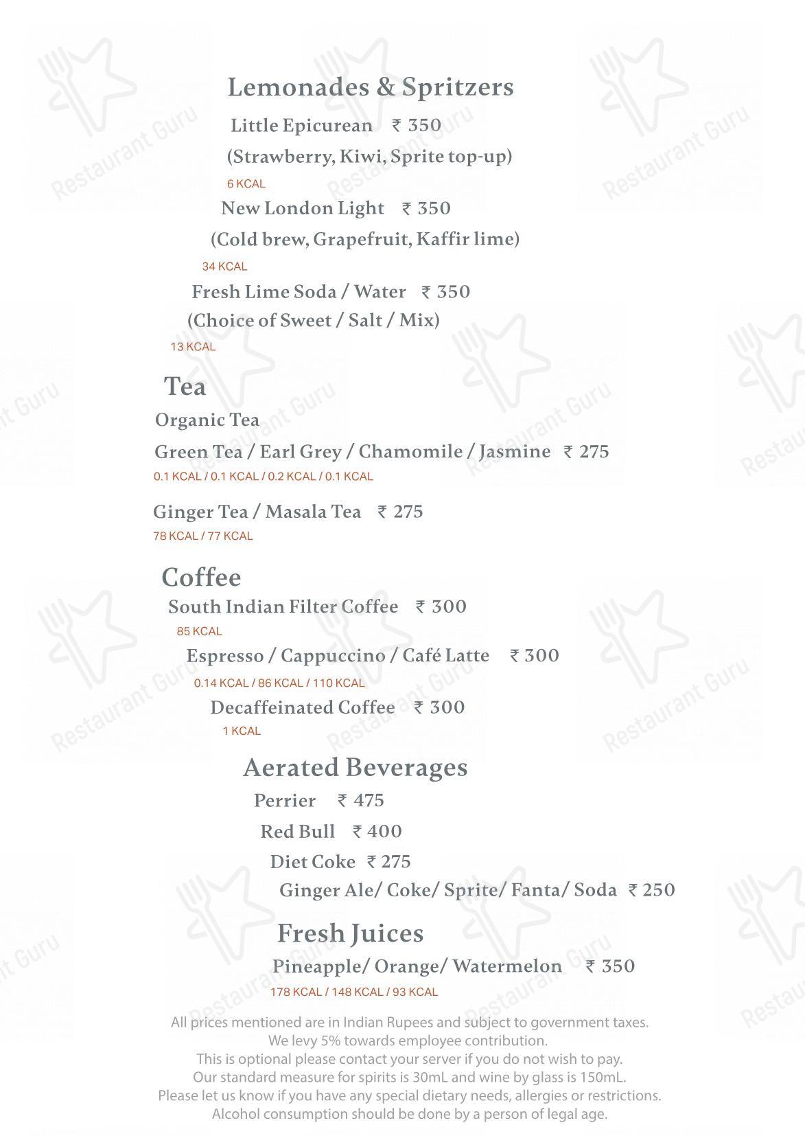 Wine Menu for Neer in Bengaluru