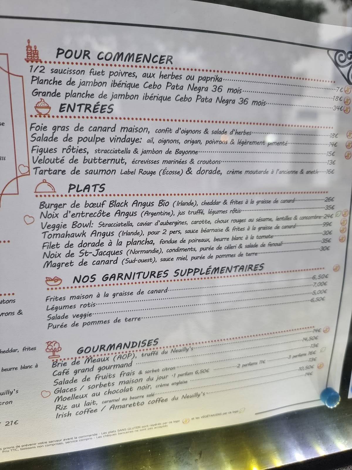 Menu de Neuilly's
