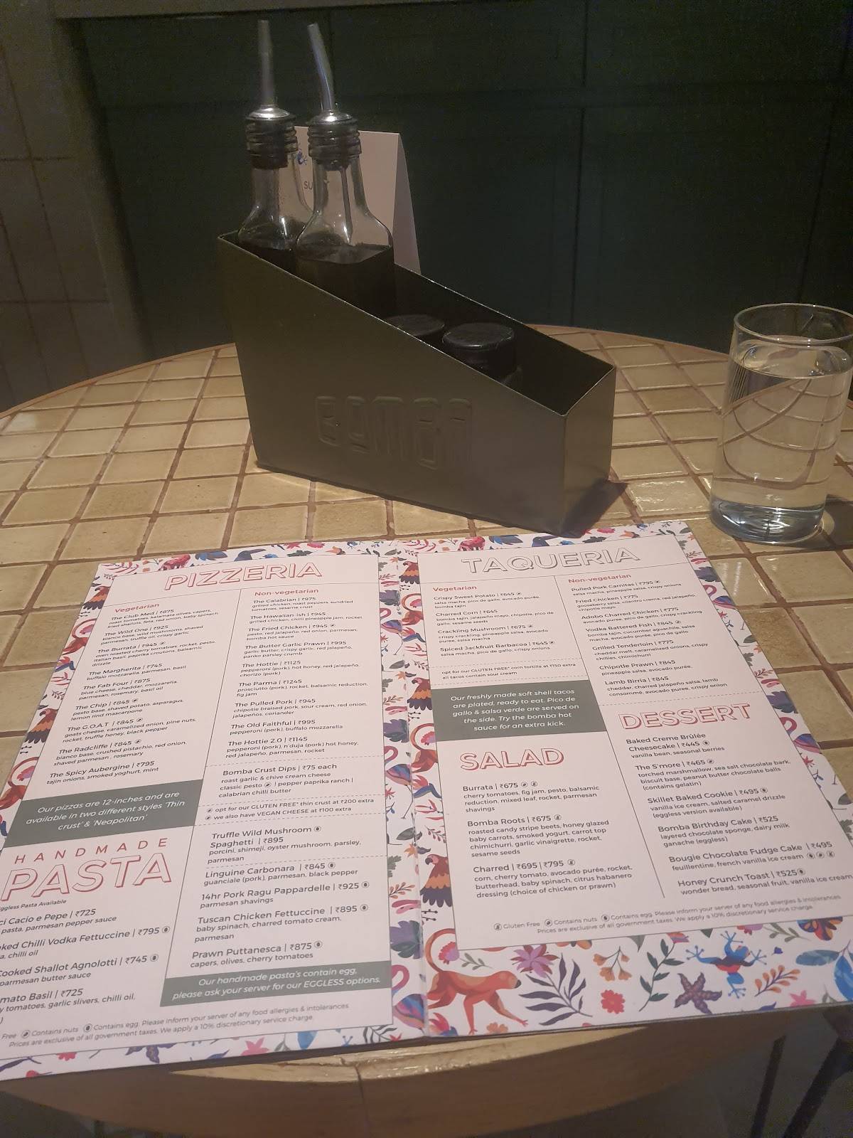 Bomba - Pizzeria & Taqueria Chattarpur menu