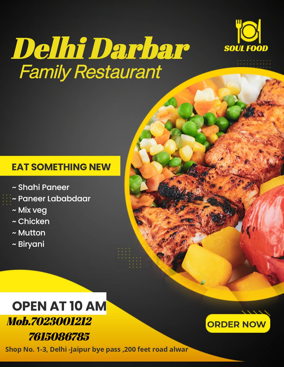 New Delhi Darbar Family Restaurant menu