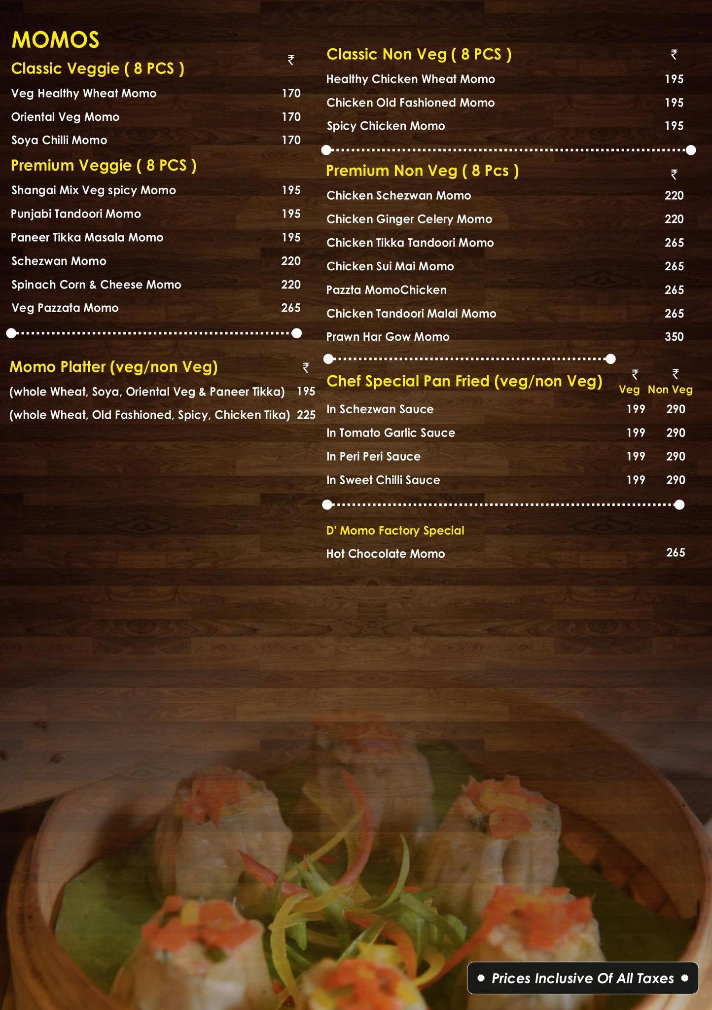 D'Momo Factory menu