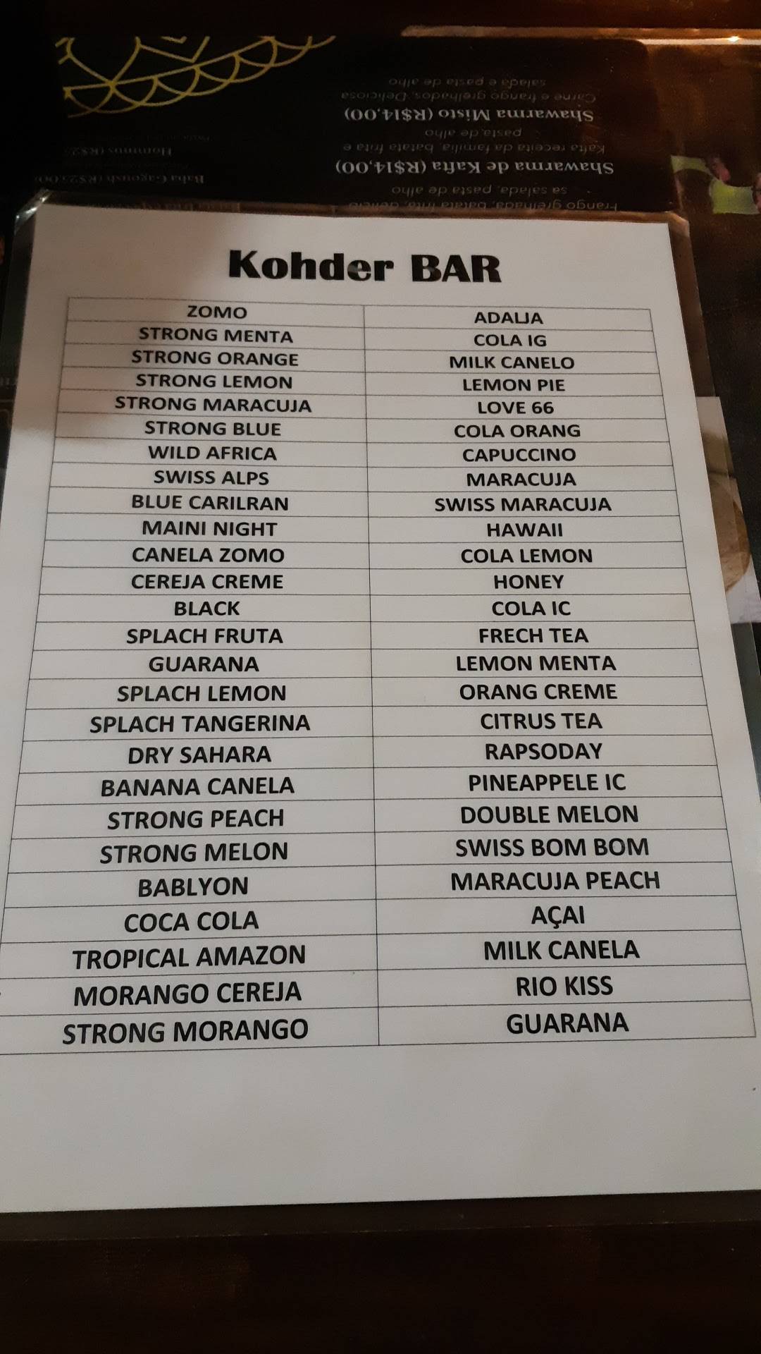 New Khoder Lounge & Bar cardápio