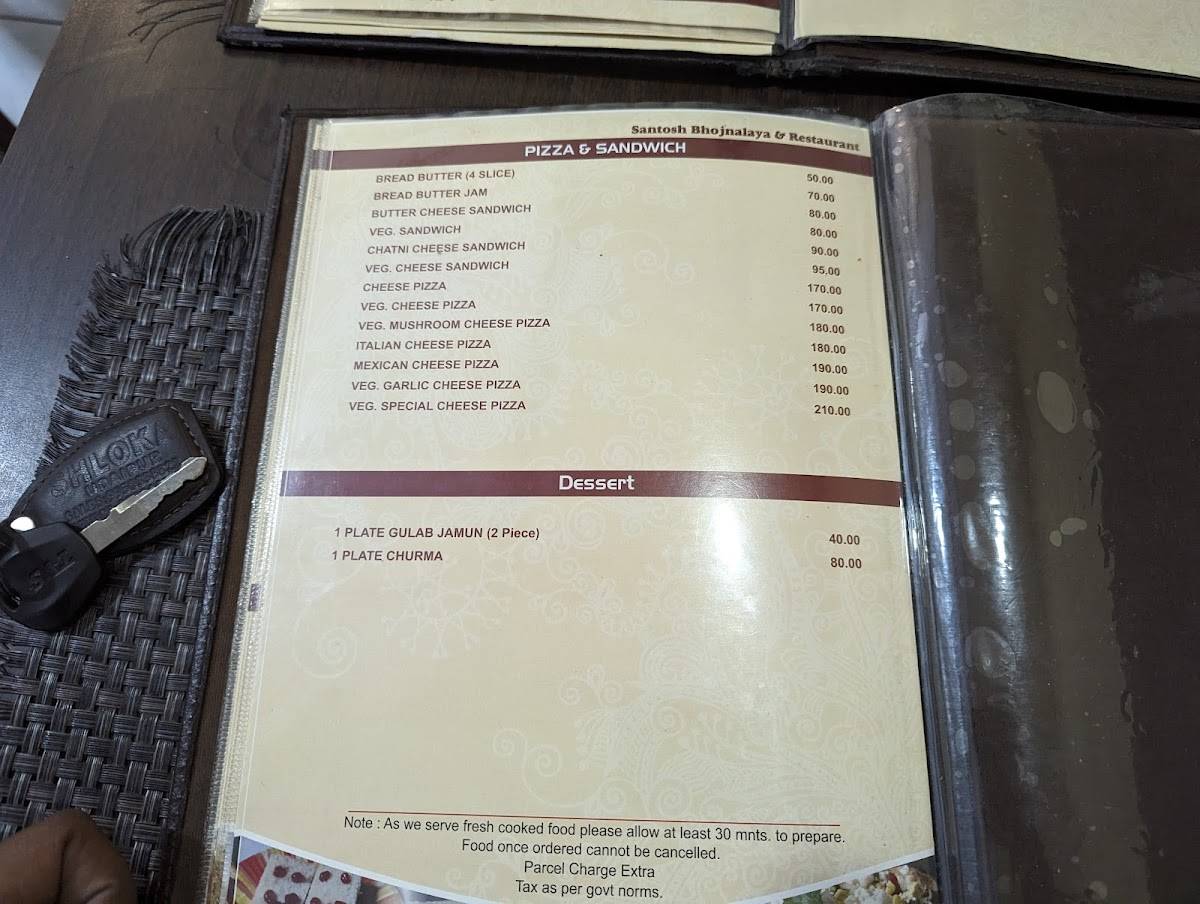 New Santosh Bhojnalaya & Restaurant menu
