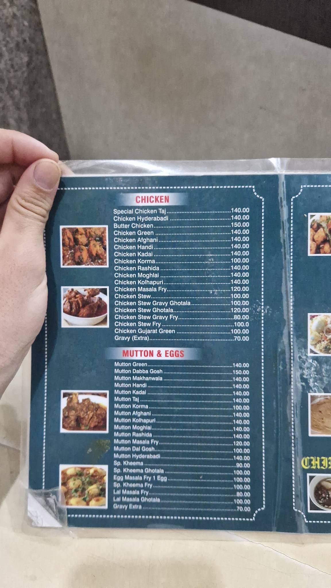 New Taj Restaurant menu