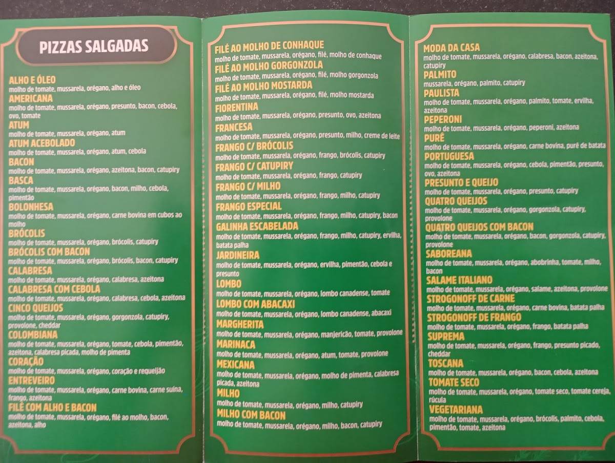 Nice Pizzaria cardápio
