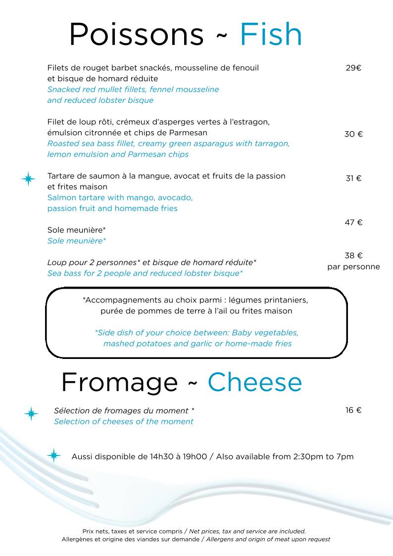 Menu de Restaurant Le Duc - Nice