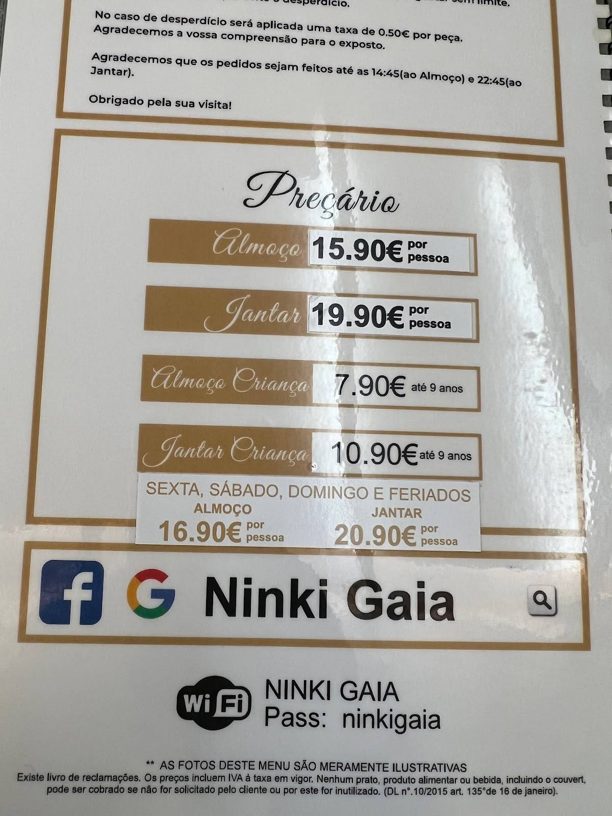 Menu em Ninki Sushi - Gaia restaurante, Vila Nova de Gaia